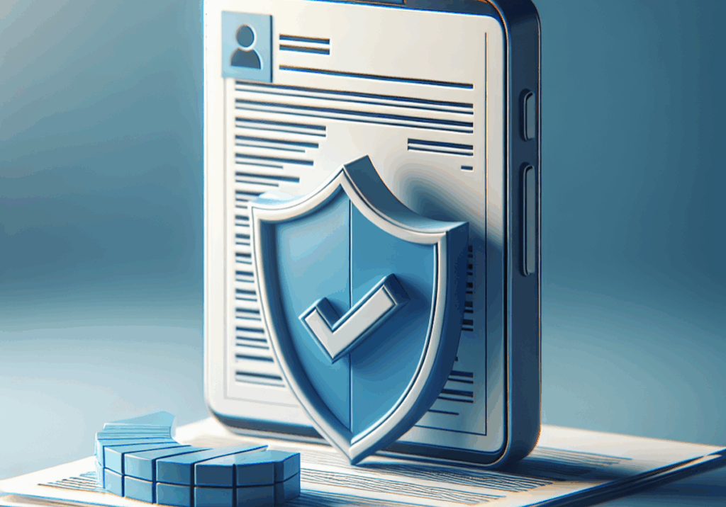 A smartphone with a shield icon on its screen, representing protection and compliance in SMS communication.